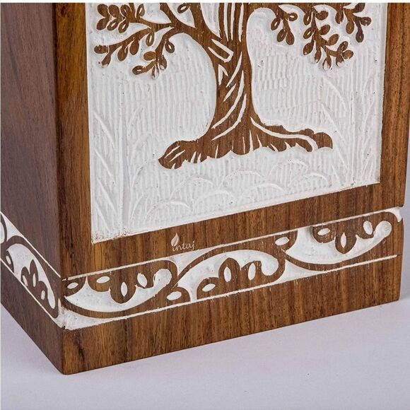 NIB INTAJ Handmade Rosewood Urn for Human Ashes Tree of Life Wooden - Picture 6 of 9